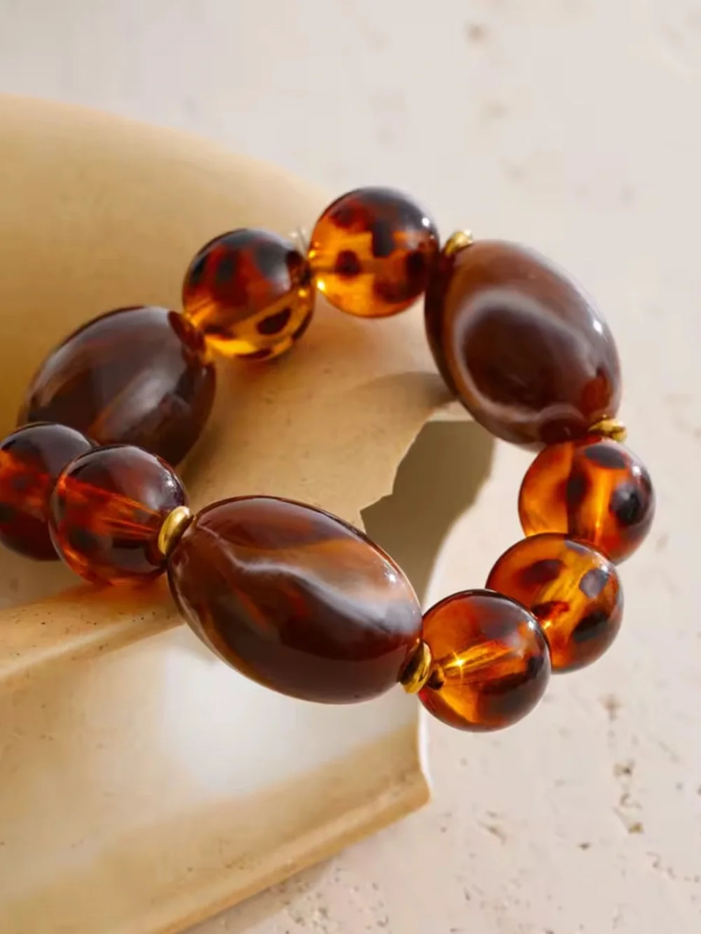 Amber Beaded Stretch Bracelet
